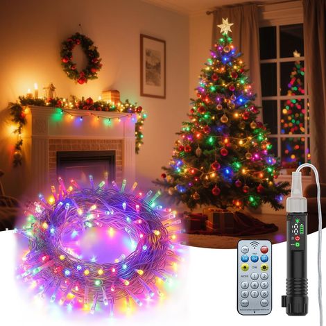 Guirlande Lumineuse LED Rechargeable 20M avec Télécommande - 8 Modes Étanche IP44 Décoration pour Jardin, Noël, Fête, Mariage Blanc Chaud & Multicolore