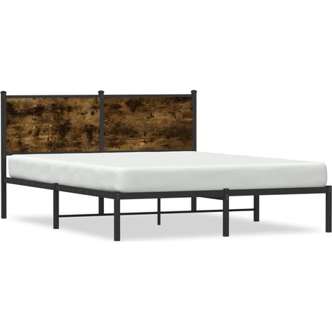 Lit double,Lit adulte,Cadre de lit en métal sans matelas chêne fumé 140x190 cm CFW2530628 (1/5)