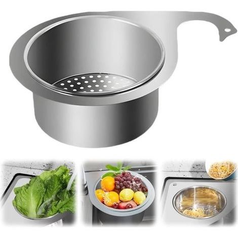 Stainless steel kitchen strainer, swan-shaped stainless steel filter basket for sink, corner strainer for fruit and vegetables (1/4)