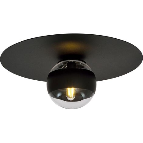 Plafoniera Minimal Mnemosine Acciaio Nero 1 Luce E14 Ip20 (1/5)