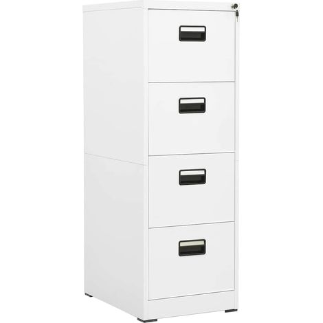 Classeur Meuble de Rangement - Armoire De Bureau Blanc 46x62x133 cm Acier BV590113 - BonneVie (1/5)