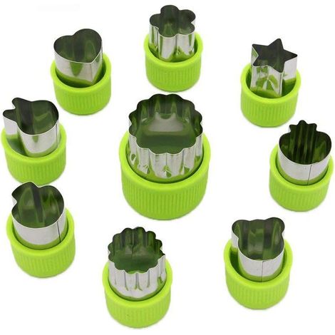 9 emporte-pièces en acier inoxydable en forme d'animaux, emporte-pièces pour légumes et biscuits, poignée de sécurité pour enfants (vert)