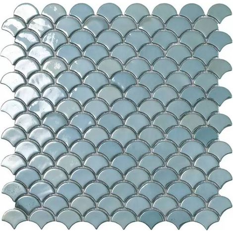 Mosaïque pâte de verre SOUL écaille 3.6x2.9cm - Mosaïque Écaille 3.6x2.9cm Turquoise Brillant - boîte de 0.87 m2 - Mosaïque Écaille 3.6x2.9cm Turqu -