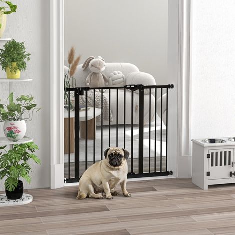 Barriera di sicurezza per cani in metallo, larghezza regolabile 74-80/87-94 cm, nera DESVIAE (1/5)