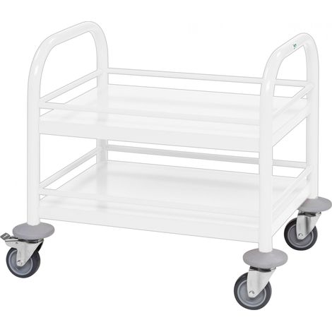 Kongamek Mini-Servierwagen 530x375x550mm 2 Etagen pulverbeschichtet in Weiß mit Bremse