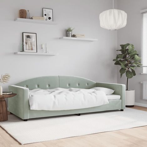 Lit de repos sans matelas gris clair 90x190 cm velours (1/5)