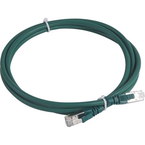 Cordon de brassage et utilisateurs RJ45 LCS³ catégorie 6A S/FTP blindé impédance 100ohms longueur 2m LSOH RAL6026 LEGRAND 051867