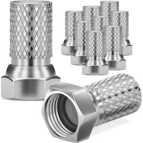 10 x 7-mm-F-Stecker mit Gummidichtung und großer Mutter für Koaxialantennenkabel, Satellitenkabel und Kabelfernsehinstallationen (1/5)
