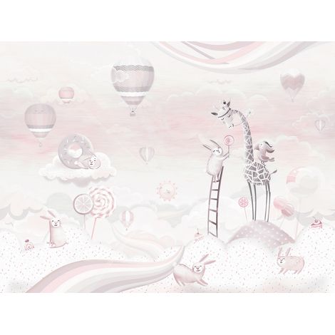 Papier peint panoramique Enfants - Animaux dans le Ciel - 130 cm x 98 cm (1/2)