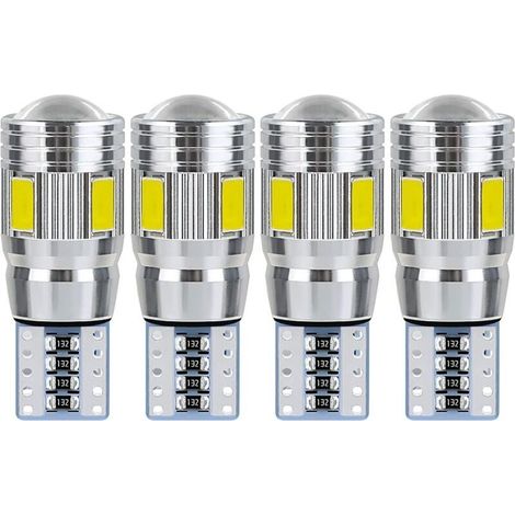 Bombilla LED T10 W5W para techo de coche, luz nocturna LED para interior de coche. Apta para luces de matrícula, luces laterales, luces de posición y luces de techo (4 unidades). (1/5)