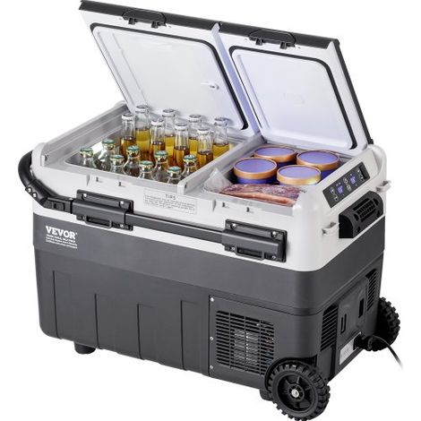 Réfrigérateur Portable à Compression 40 L, Mini Frigo de Voiture 12 V, Glacière à Double Zone, Température Réglable -20 °C à 20 °C, Congélateur Portable avec Roues pour Camion Bateau Camping (1/4)