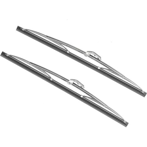 Balais d'essuie-glace avant de 12 pouces/30.48cm, en acier inoxydable, argent poli, universels pour voiture (1/5)