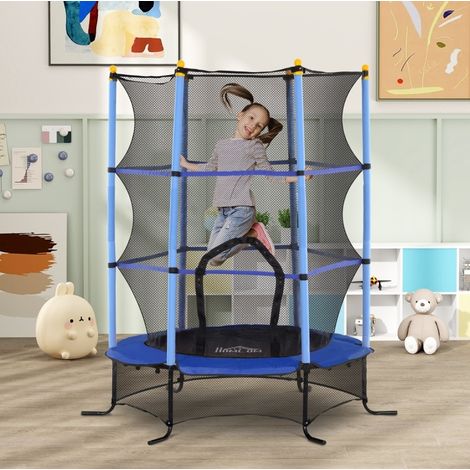 Trampoline enfant Ø163 cm en acier et plastique bleu, moderne, intérieur/extérieur FLORAGRACE (1/5)