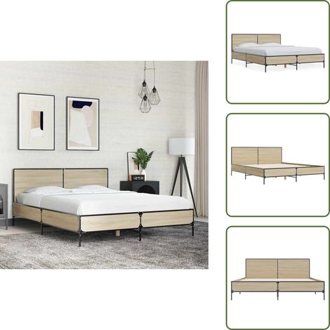 Cadre de lit sans matelas chêne sonoma 140x190 cm - Cadre De Lit - Lit Double - Lit En Bois - Lit Design - Literie (1/5)