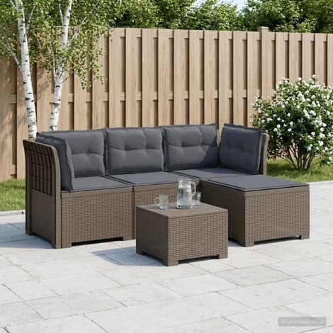 vidaXL Sofá de Jardín para 4 Personas con Cojines y Diseño de Rattan (1/5)
