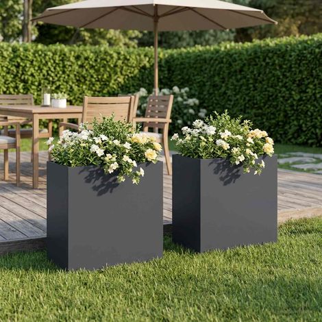 Cache-pot de jardin 2 pc Anthracite 50 x 30 x 50 cm (1/5)