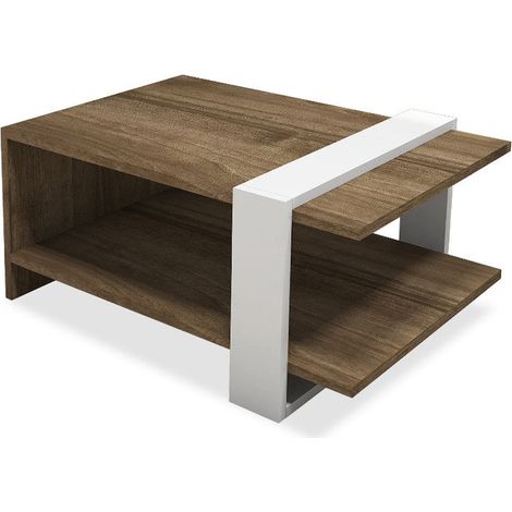 Table Basse Carla Bois Blanc Noyer 80x50x35 Cm (1/3)