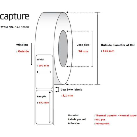 Erfassungsetikett 102x152, Kern 76, CA-LB3028