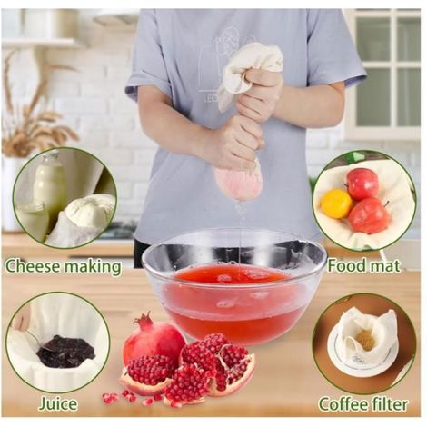 4 Pcs Etamine Alimentaire, 50 x 50 cm Chiffon Cuisine Réutilisable Grade 100 Fine Étamine Tissu Non Blanchi Lavable Mousse PASSOIRE (1/4)