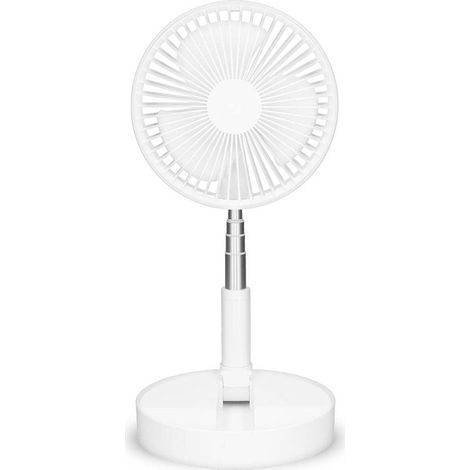Ventilateur portable rechargeable de 20 cm, 4 modes de ventilation, couleur blanche (1/5)