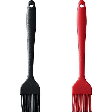 Cepillo de cocina, brocha de repostería, brocha de silicona para repostería, brocha de silicona para parrilla, para cocinar, asar a la parrilla, hornear pasteles, 21 cm, 2 piezas (negro + rojo) (1/5)
