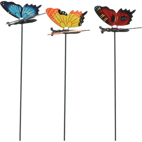 Mica Gartenstecker Schmetterling rot blau orange H 32 x 13 cm sortiert Gartenstecker