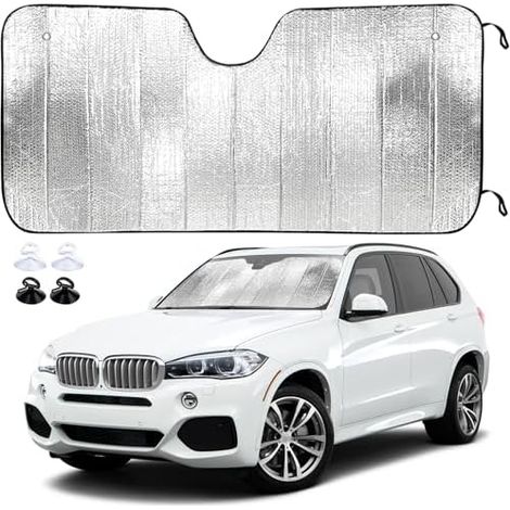 Sonnenschutz Auto Frontscheibe Innen, Faltbar 2 Saugnäpfe 140x70cm (1/5)