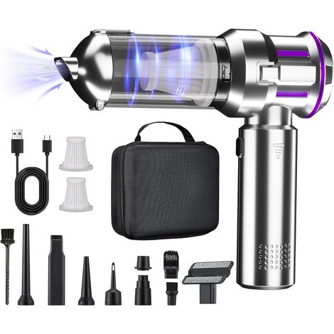 Aspirateur à Main, Aspirateur de Voiture 22000Pa, Filtre HEPA Lavable, 3 Vitesses Haute Puissance, Mini Aspirateur sans Fil pour Canapé, Poils d'animaux et Tapis-Violet (1/5)