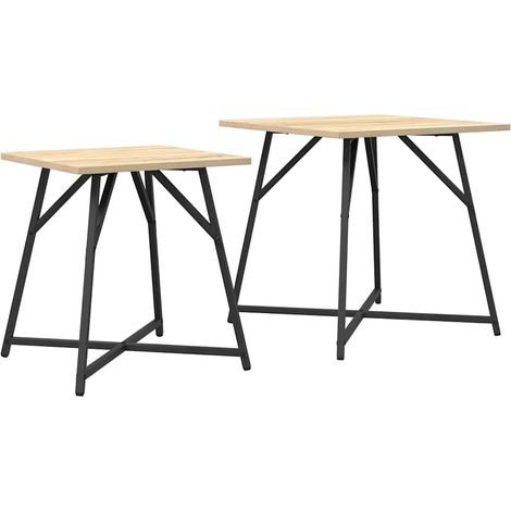 Maison Exclusive - Beistelltisch-Set 2 pcs Sonoma Eiche und Schwa