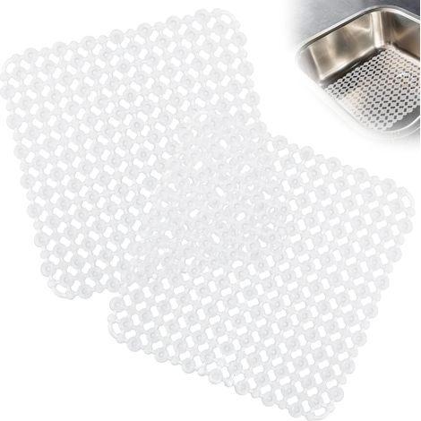 2 Pièces Tapis D'évier, Découpable, PVC, 27x27 Cm, Protection Vaisselle, Cuisine (1/5)