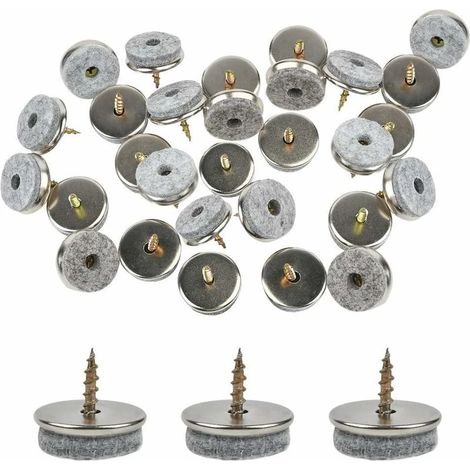 Lot de 30 patins de chaise, diamètre 18 mm. Ces patins en feutre de 5 mm d'épaisseur offrent une protection idéale aux pieds de vos chaises. (1/5)