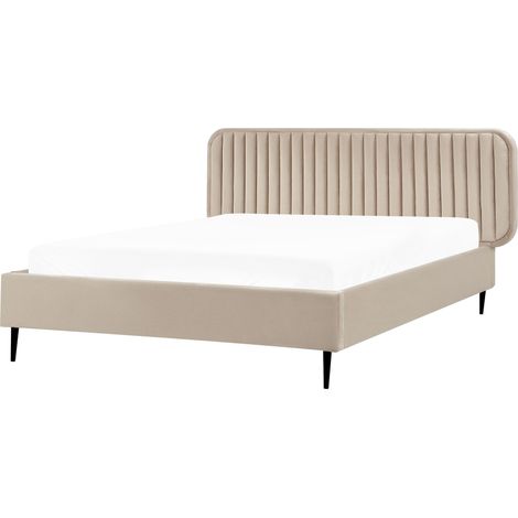 Bed Velvet BRIN 140 x 200 cm (EU Double) Taupe (1/5)