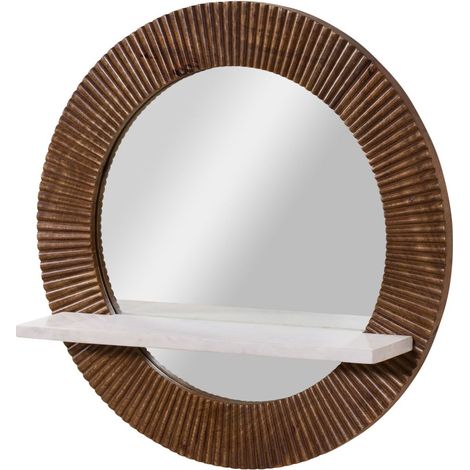 Wandspiegel Mango 65x15x65 braun lackiert / Marmor weiß BARCELONA 261 (1/4)