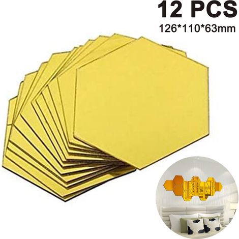 Sticker Miroir Hexagonal - 12 Pièces - En Acrylique Léger - Auto-Adhésif - Pour Décoration Murale Salon Chambre Cuisine (1/5)
