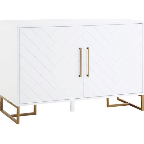 Herringbone-Console avec 2 portes en métal blanc (1/5)