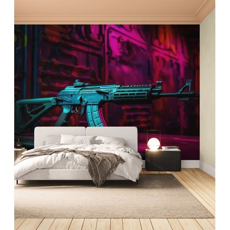 Papier Peint Néon - Fusil Cyberchrome - 150 x 250 cm (1/2)