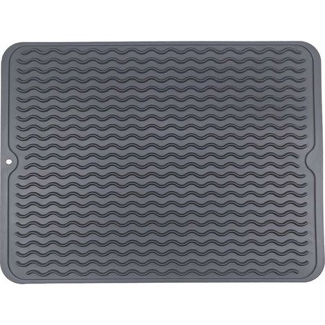 Tapis d'égouttage de cuisine, tapis d'égouttage de vaisselle, tapis de séchage en silicone écologique, résistant à la chaleur, antidérapant et lavable au lave-vaisselle, 40 x 30 cm