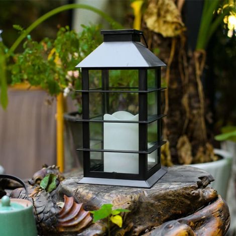 Lot de 2 lampes solaires extérieur grand modèle, éclairage jardin blanc, ensemble de 2 pièces, lanterne solaire étanche pour terrasse et allée (1/3)