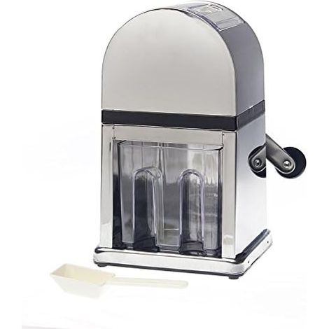 Broyeur à glace manuel, comprenant un bol à glace et une cuillère, idéal pour la préparation de cocktails et de smoothies. (1/5)