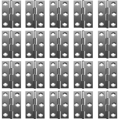 Lot de 20 charnières pliables à 180 degrés - En acier inoxydable - 20 mm - Avec 6 trous de montage - Charnières robustes-DOU