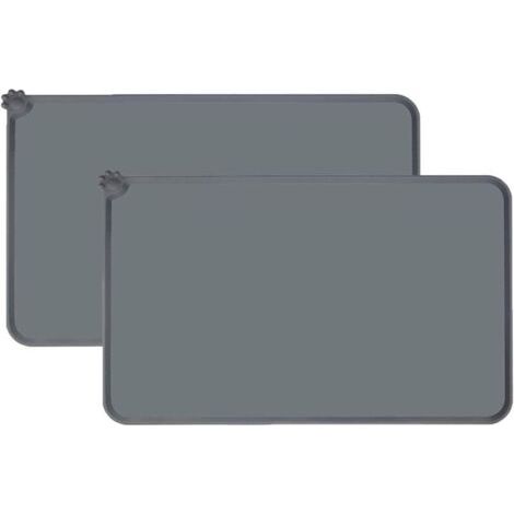 2 Pcs Tapis Gamelle Chien et Chat,Tapis d’Alimentation Imperméable Silicone,Tapis Gamelle Chien,Gris,47 cm × 30 cm,Tapis de Nourriture pour Chiens, Chats et Autres Animaux de Compagnie (1/5)