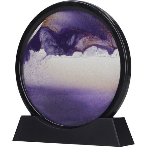 Tableau de sable mouvant 3D de 18 cm (7 pouces) - Décoration relaxante pour la maison, le bureau ou la chambre - Violet (1/5)