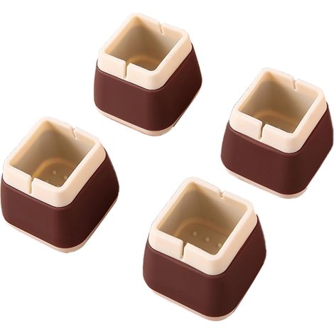 Lot de 4 patins antidérapants anti-rayures en silicone pour pieds de chaise, tabouret et meuble, marron, protection de sol (1/5)