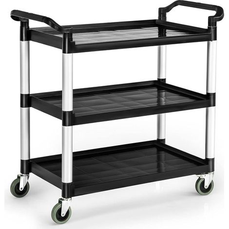 Carrello da cucina 103 x 49 x 98 cm 3 ripiani salvaspazio facile da spostare in alluminio nero e polipropilene 200019151