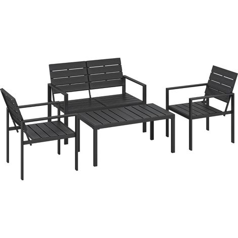 Ensemble de mobilier de jardin quatre places - structure en métal - imperméable et résistant aux UV - surface facile à nettoyer - convient aux patios, balcons, couloirs, etc. (1/5)