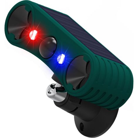 Avertisseur extérieur à ultrasons et sirène lumineuse, 4 modes réglables, flash rouge et bleu, détecteur de mouvement anti-animaux pour maison