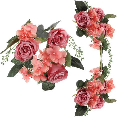 Couronne de bougies avec roses artificielles, 6 pièces, pour la décoration de table de mariage. (1/5)