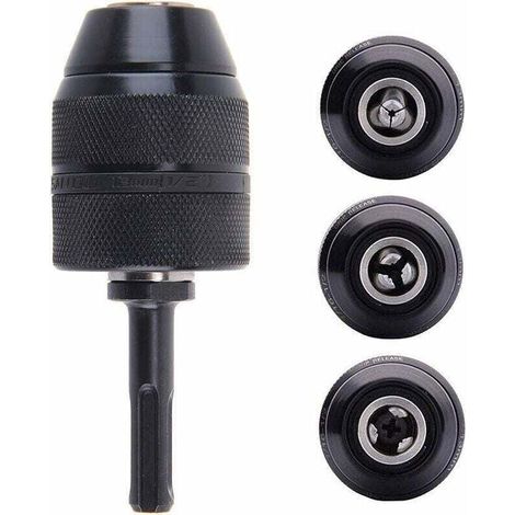 Adaptateur Sds Plus Mandrin autoserrant à fermeture rapide 2-13 mm Mandrin Qualité pro , XU,Robuste 1/2-20UNF Perceuse Sans Clé de Mandrin à Fermeture Rapide Equipé de Adaptateur SDS - KZQ (1/4)