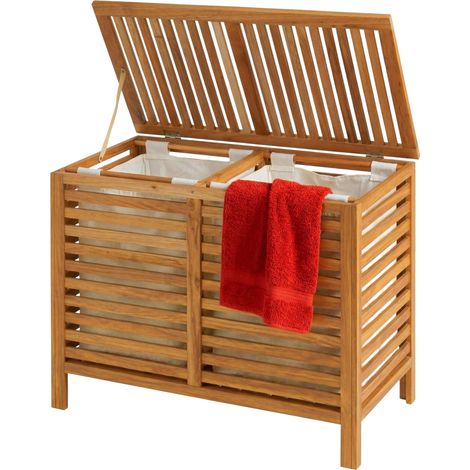 Walnut laundry hamper 150l 2 compartments 229384362 (1/5)
