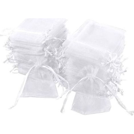 100er Pack weiße Organza-Beutel, 20 x 30 cm, Geschenkbeutel aus Organza, Schmuckbeutel, Hochzeitssäckchen, Lavendelbeutel, Hochzeitsgeschenke (1/5)